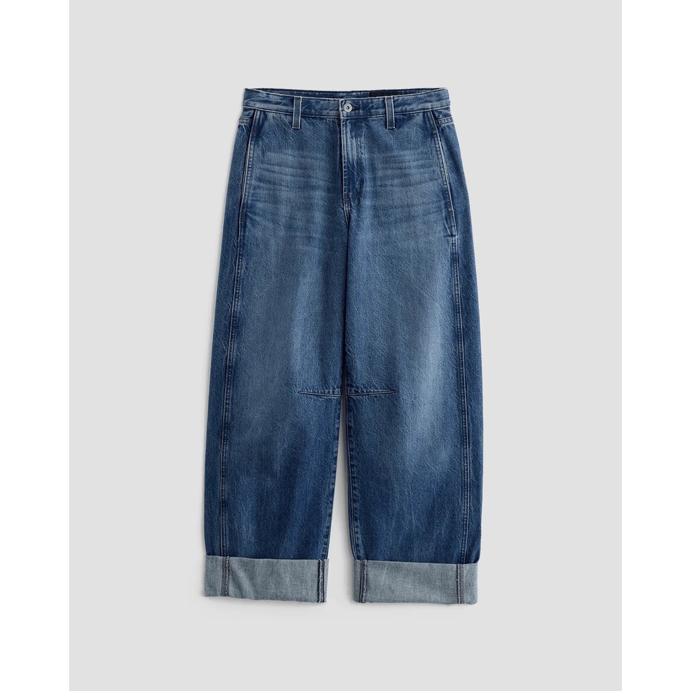 AG Adriano Goldschmied Mercer Cuffed High-Rise Barrel Jeans Blue 28 SGM1F41CT